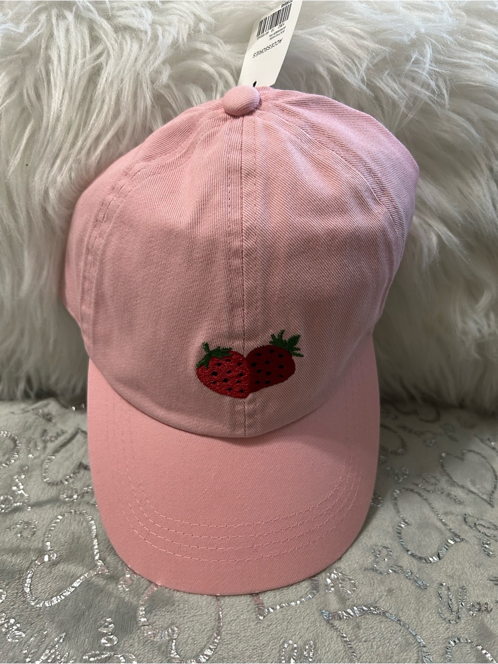 NWT Cato, Adjustable, Pink, Strawberries Embroidered Baseball Cap